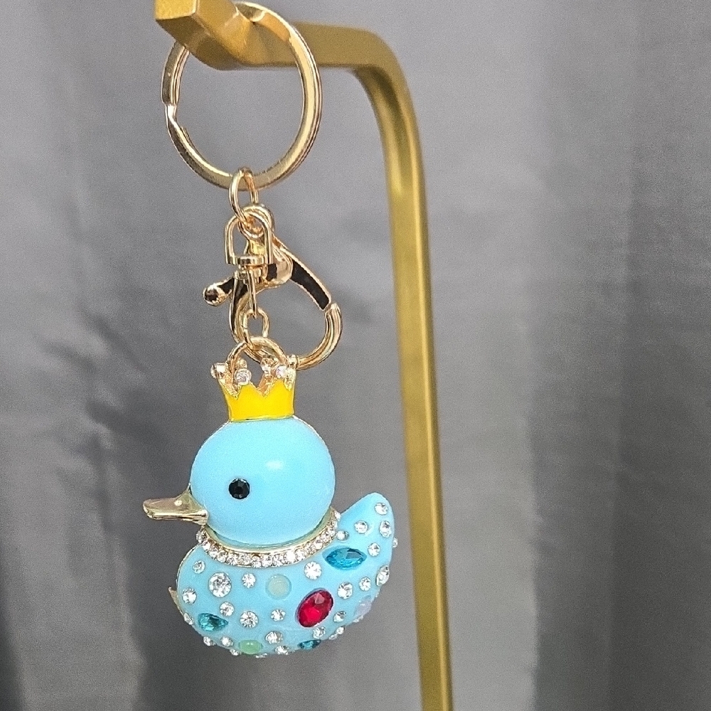 SALE! Blue Duck Keychain/bag charm with Rhinestones